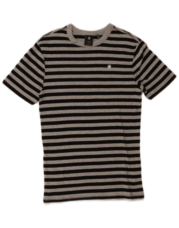 G-STAR herre T-shirt top lille sort stribet bomuld