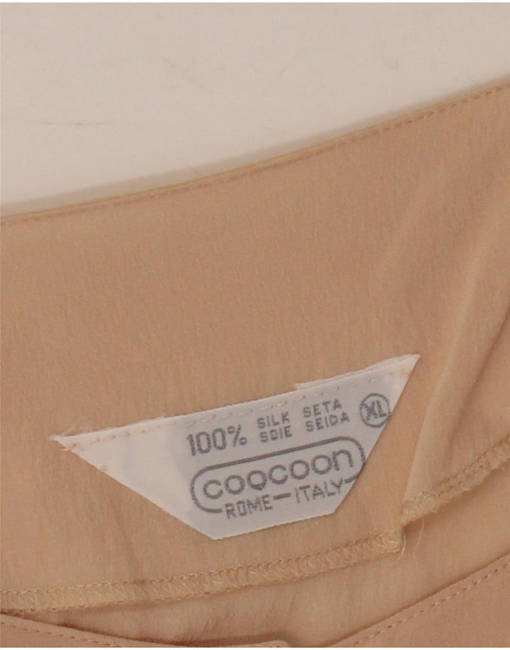 Coocoon kortærmet skjortebluse til kvinder UK 18 XL Beige Silke