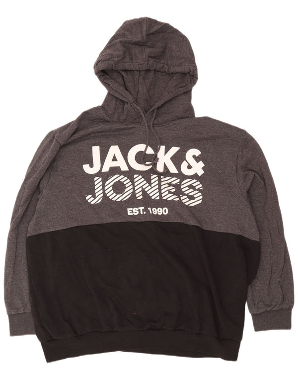 Jack & Jones Grafisk hættetrøje til mænd 5XL Grå Colourblock Bomuld