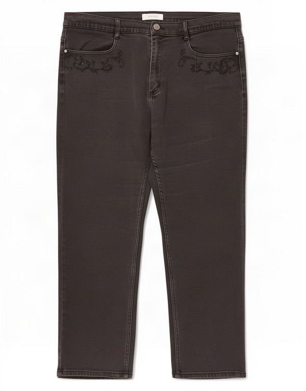 Marks & Spencer Womens Per Una Cropped Jeans UK 18 XL W36 L25 Black Bomuld
