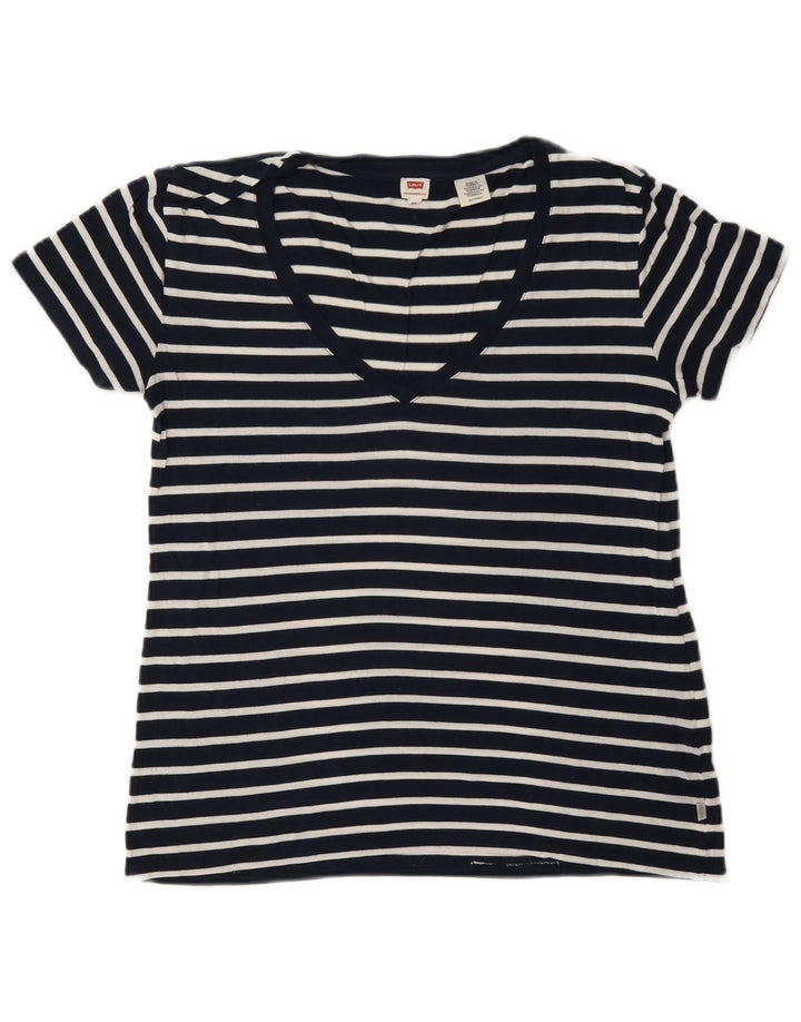 Levi's oversized T-shirt top til kvinder UK 6 XS marineblå stribet