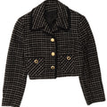 Vintage Dame 3-knaps Crop Blazer Jacket IT 42 Medium Black Check