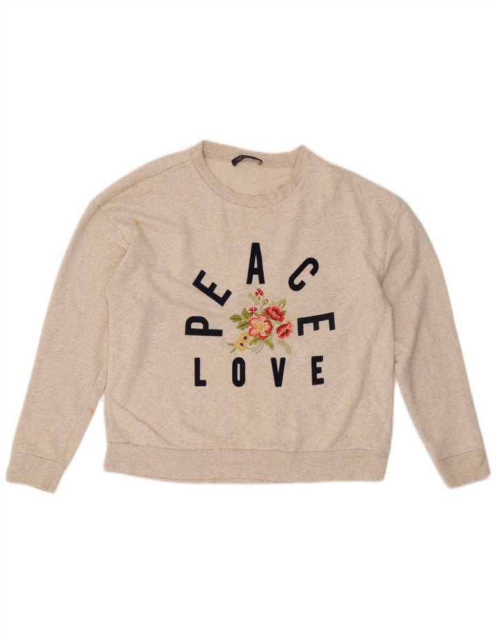 Marks & Spencer Dame Sweatshirt Jumper UK 16 Large Off White Floral
