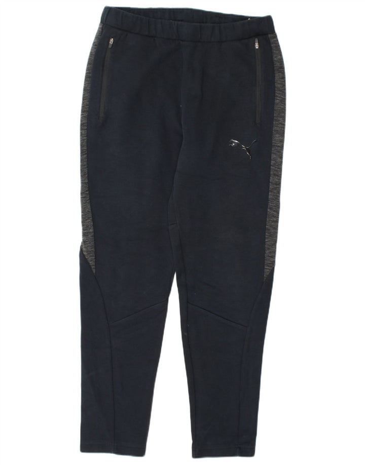 PUMA Mens Tracksuit Trousers Medium  Navy Blue Colourblock Cotton