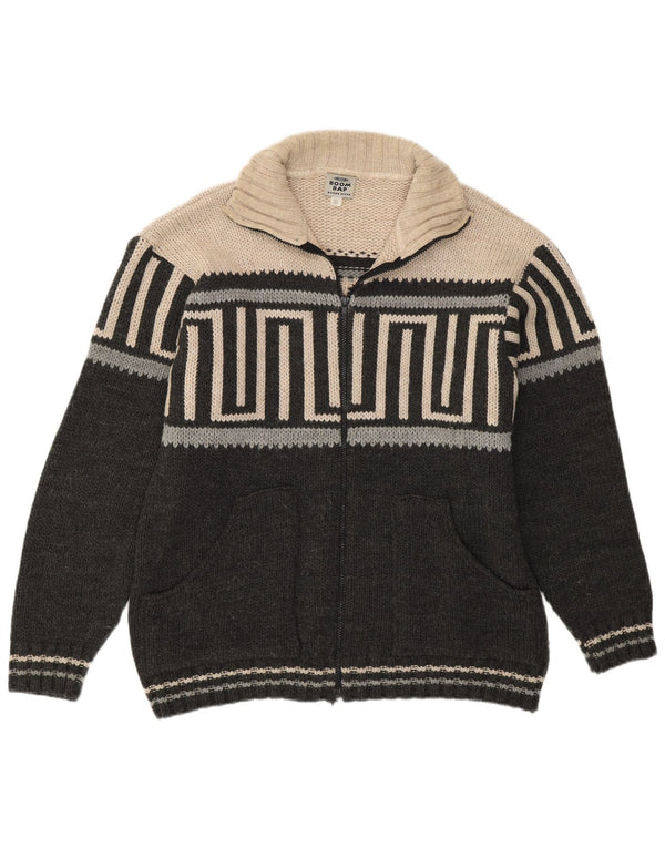 BOOM BAP Herre Cardigan Sweater Stor Grå Geometrisk Akryl