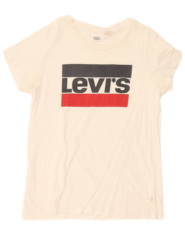 Levi's Grafisk T-shirt top til kvinder UK 12 Medium White