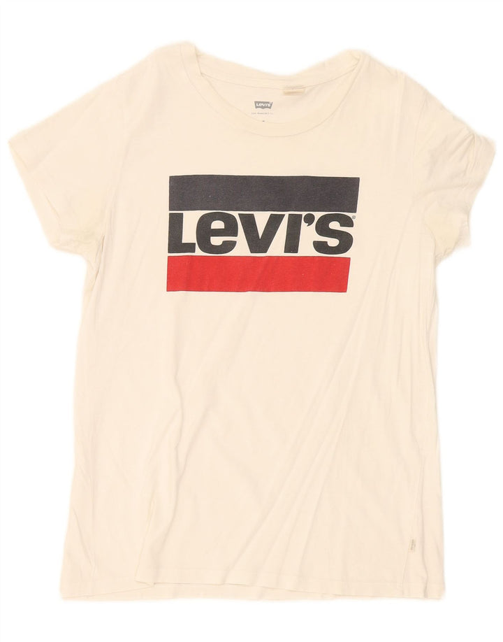 Levi's Grafisk T-shirt top til kvinder UK 12 Medium White