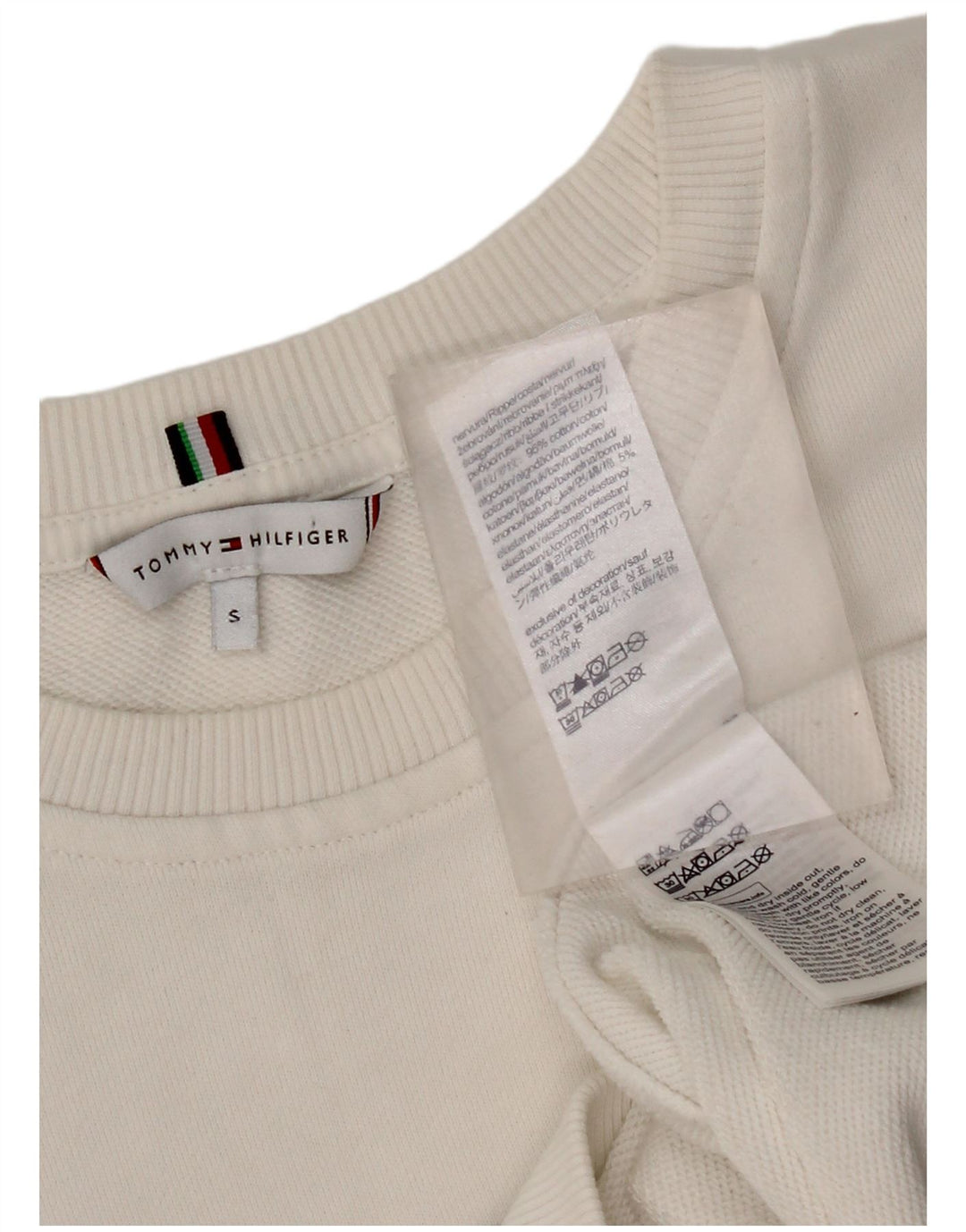 Tommy Hilfiger Dame Grafisk Oversized Sweatshirt Jumper UK 10 Small White