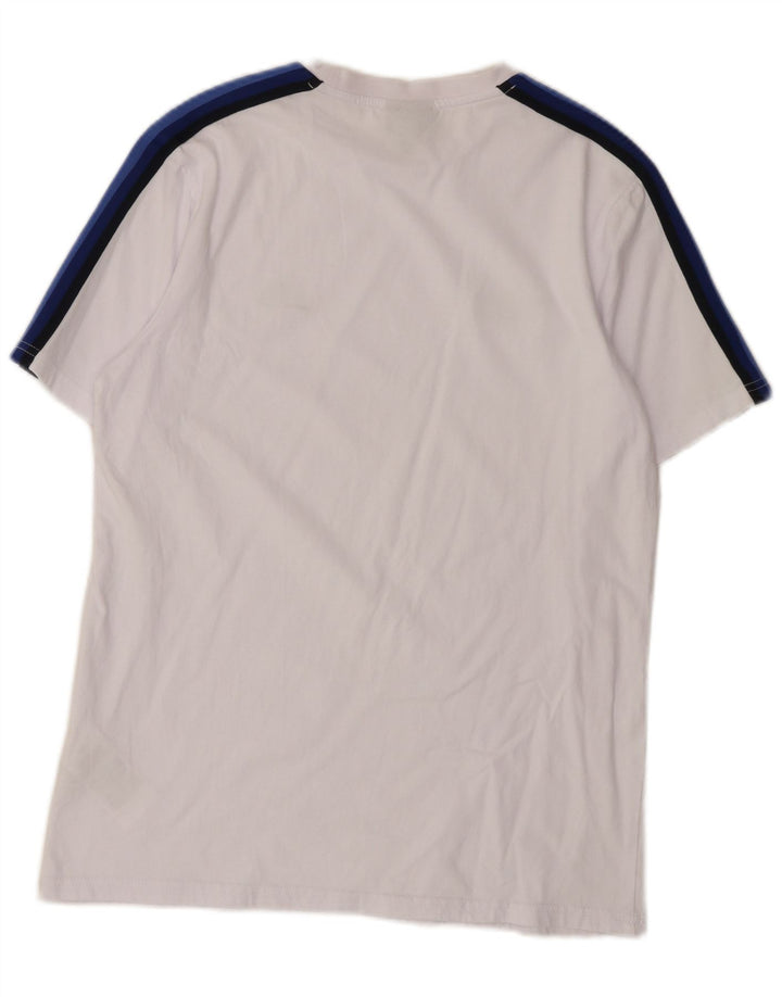 Ellesse Herre T-Shirt Top Stor Hvid Colourblock Bomuld