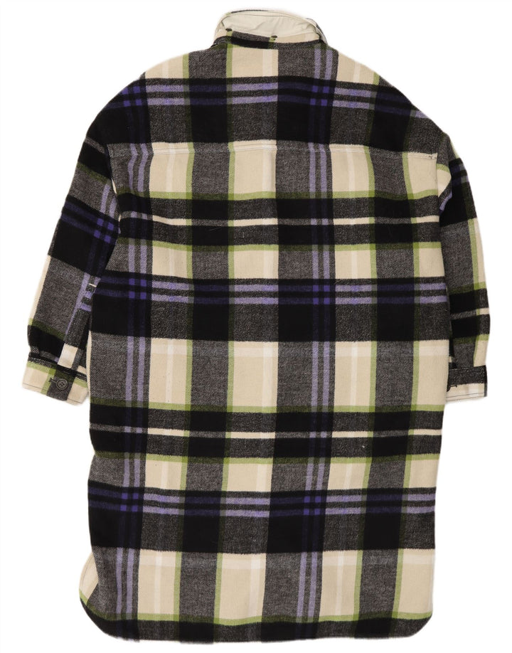Zara Dame Oversized Langærmet Skjortekjole UK 14 Medium Flerfarvet