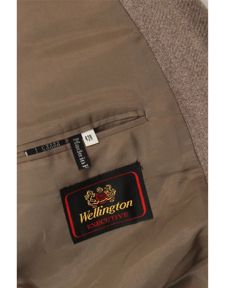 WELLINGTON Mens 2 Button Blazer Jacket UK 42 XL Brown Polyester Vintage Wellington and Second-Hand Wellington from Messina Hembry 