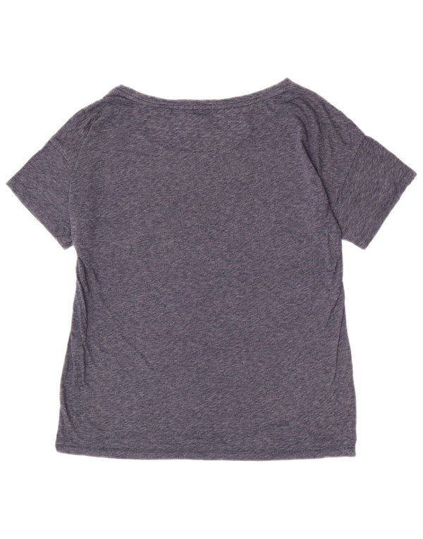 J. Crew Dame T-Shirt Top UK 12 Medium Navy Blue Flecked Bomuld