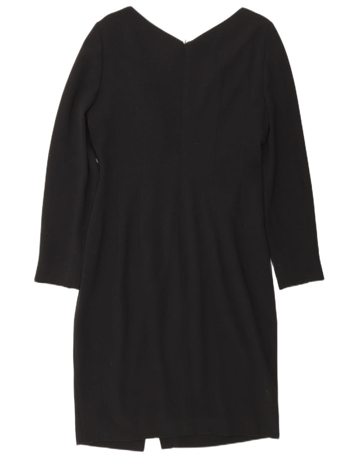 L.K. Bennett Dame Langærmet Skede Kjole UK 14 Stor Sort Polyester