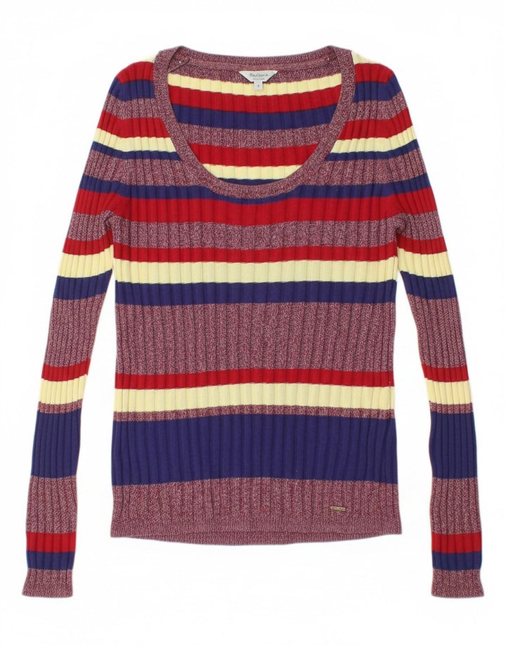 PEPE JEANS Womens Boat Neck Jumper Sweater UK 8 Small Multicoloured