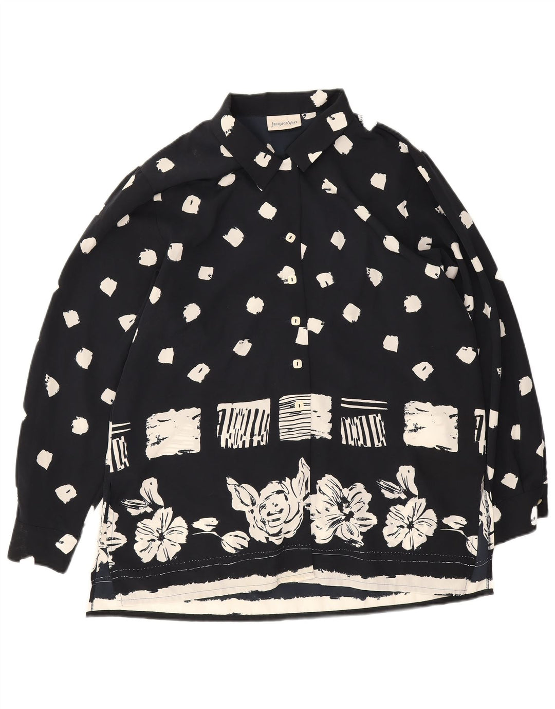 Jaques Vert Dame Oversized Shirt Bluse UK 16 Large Navy Blue Floral