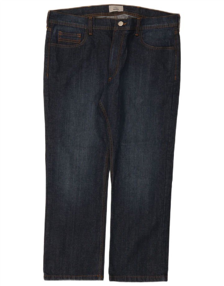MARKS & SPENCER Herre Regular Fit Straight Jeans W38 L27 Marineblå