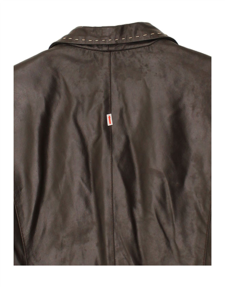VINTAGE Womens Leather Coat UK 10 Small Brown Leather Vintage Vintage and Second-Hand Vintage from Messina Hembry 