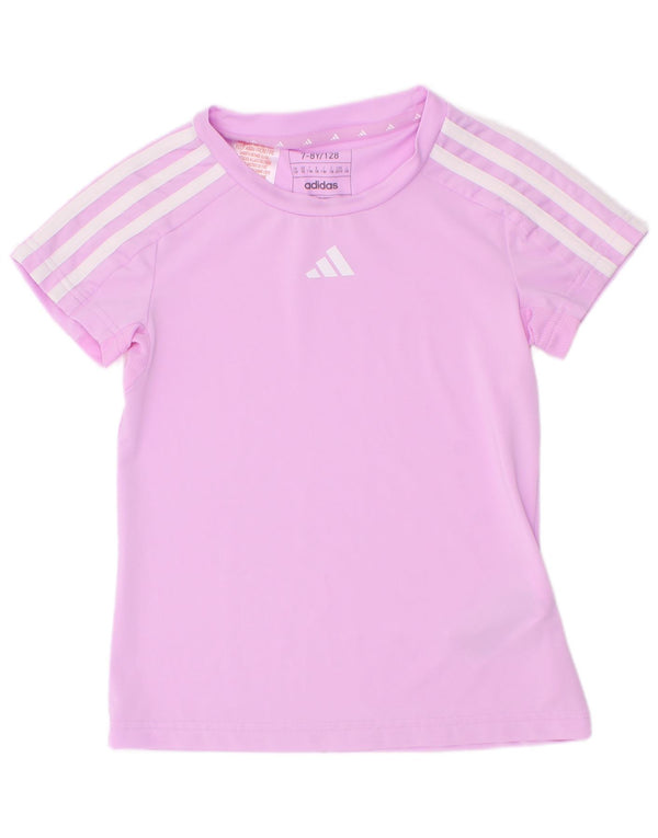 Adidas Girls Aeroready T-Shirt Top 7-8 år Lilla Polyester
