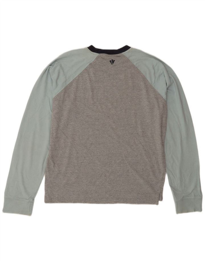 Fat Face Herre Top Langærmet Medium Grey Colourblock Bomuld