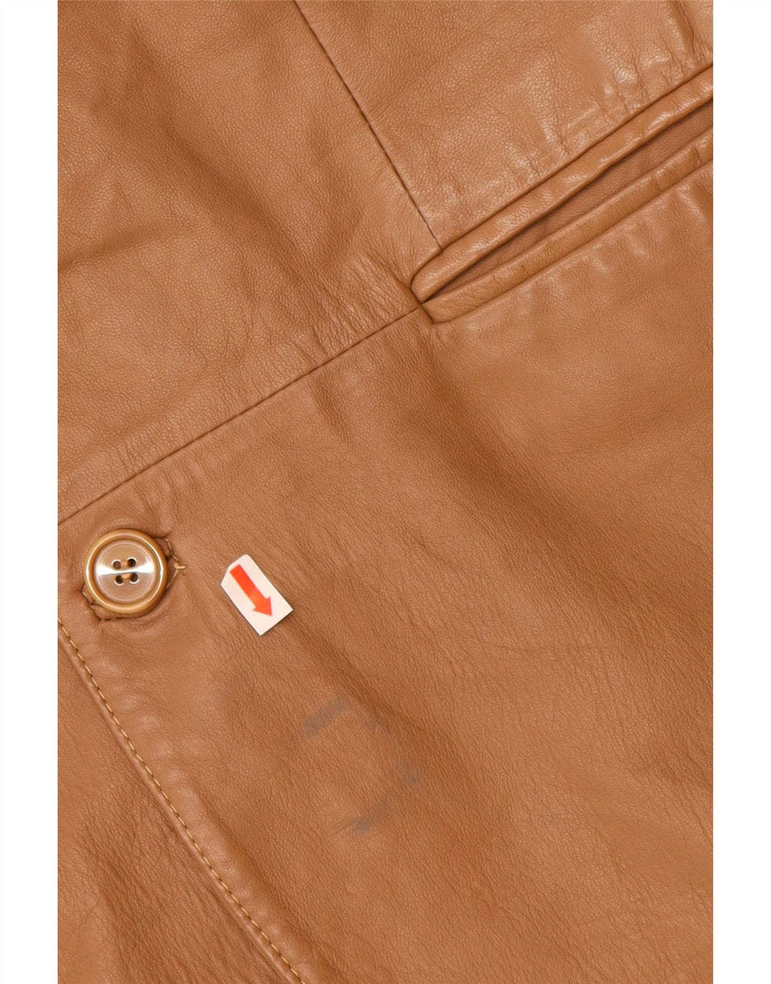 VINTAGE Herre 2-knaps læderblazerjakke IT 48 Medium Beige Læder