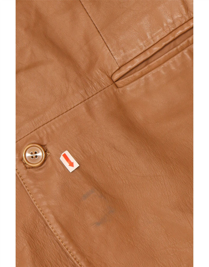 VINTAGE Herre 2-knaps læderblazerjakke IT 48 Medium Beige Læder