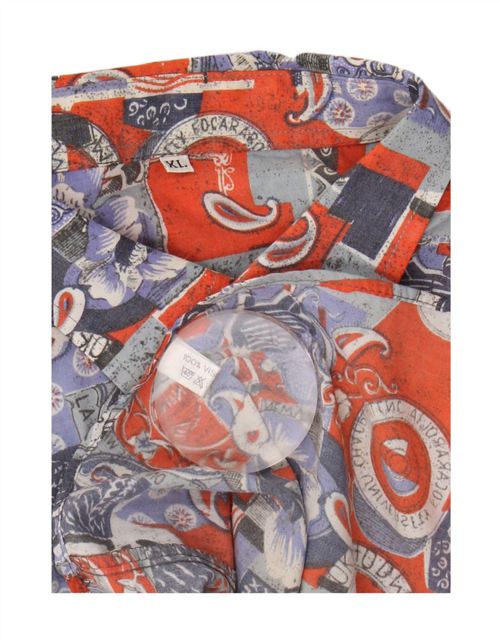 VINTAGE Mens Short Sleeve Shirt XL Multicoloured Patchwork Viscose Vintage Vintage and Second-Hand Vintage from Messina Hembry 