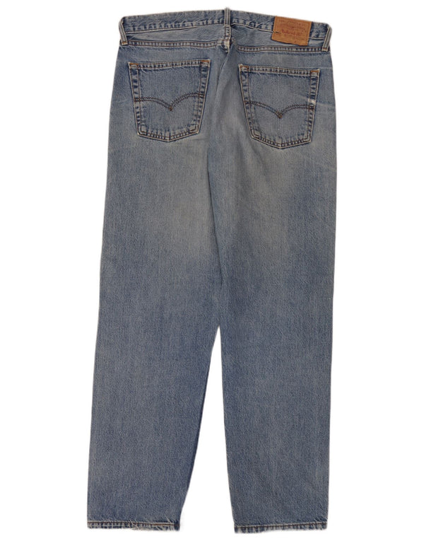 Levi's Men Distressed Straight Jeans W36 L32 Blå Bomuld