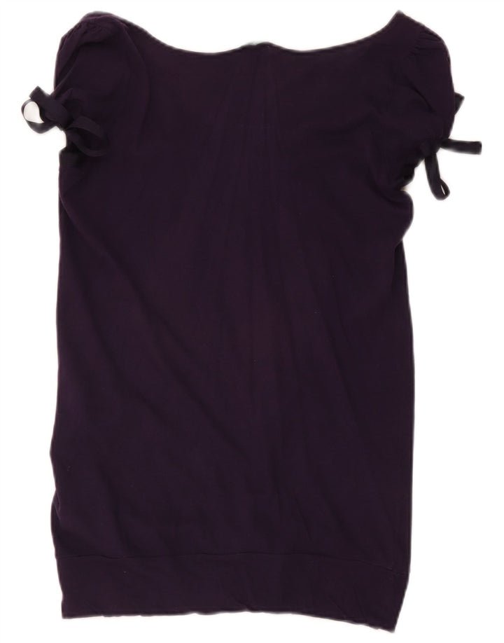 Benetton Damebluse Top UK 14 Stor Lilla Bomuld