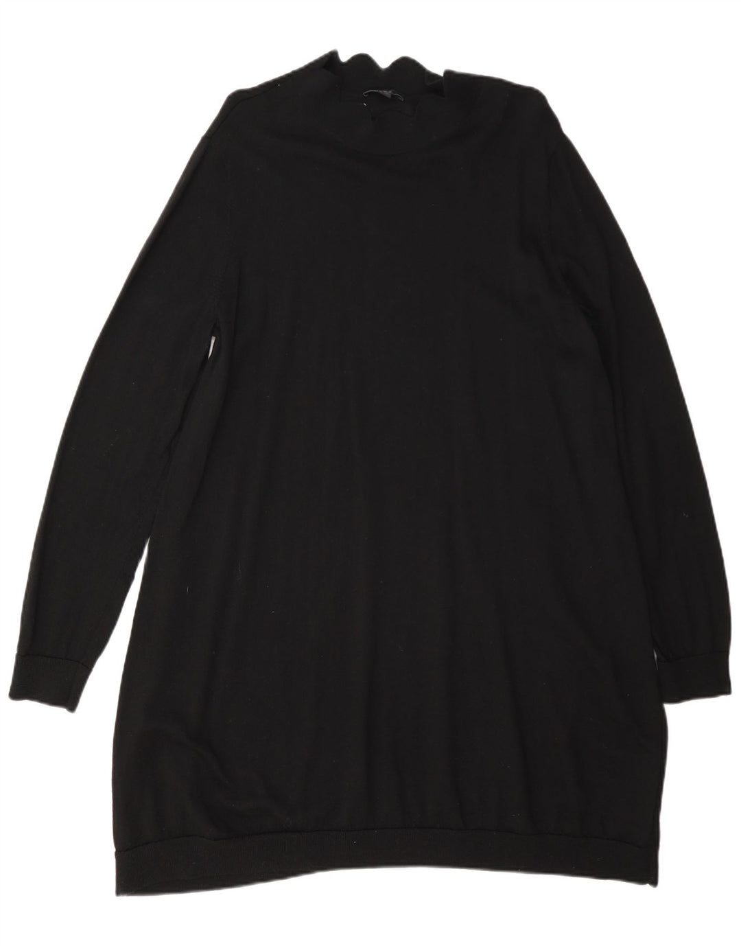Cos Dame Langærmet Jumper Kjole UK 14 Medium Sort Uld