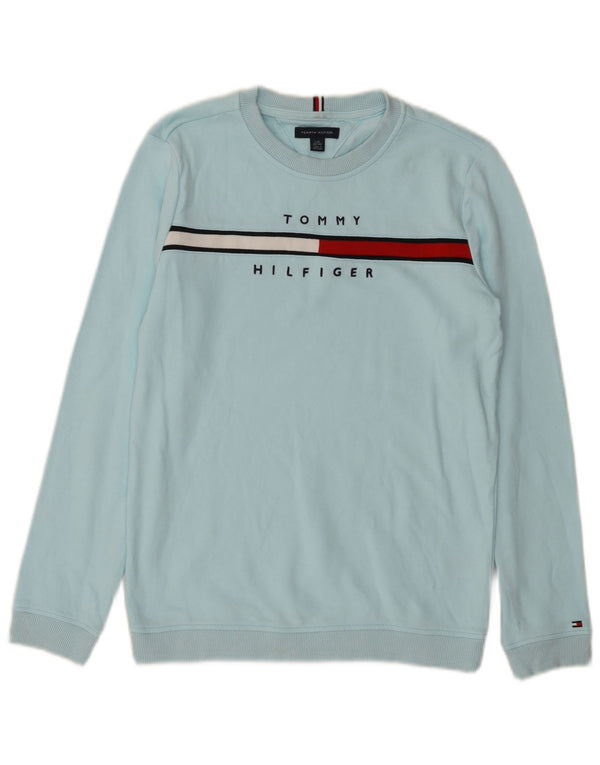 Tommy Hilfiger drenge grafisk sweatshirt trøje 12-13 år stor blå bomuld