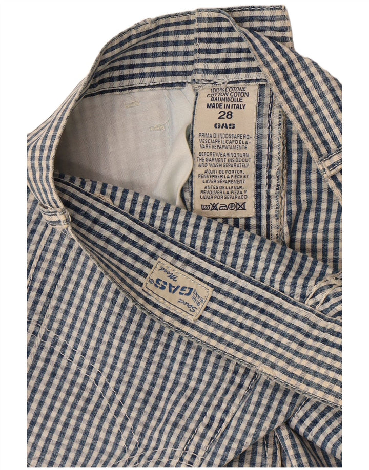 Gas Kvinder Casual Shorts W28 Medium Blue Gingham Cotton