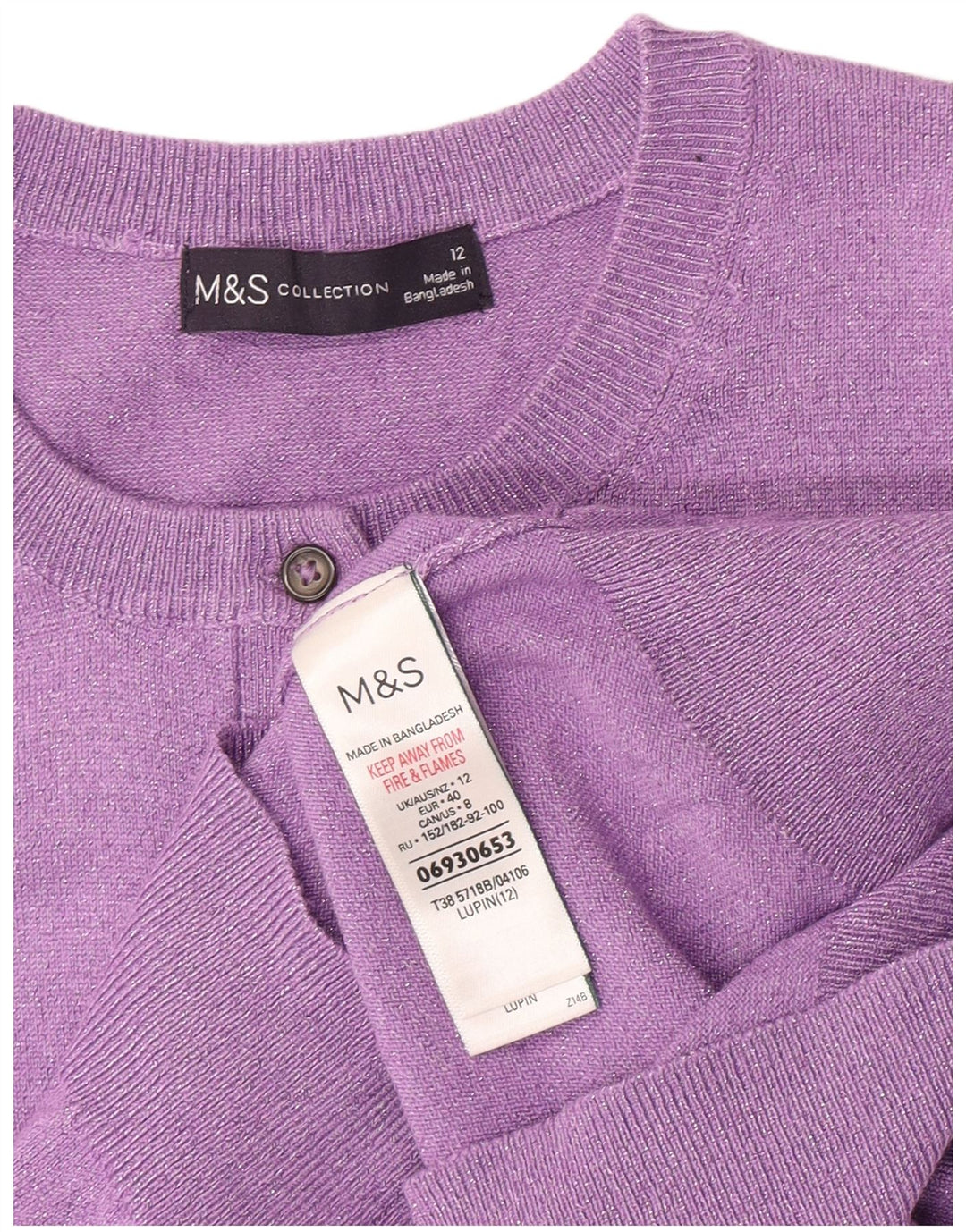 Marks & Spencer Dame Cardigan Sweater UK 12 Medium Purple Viscose