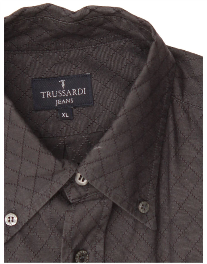 TRUSSARDI JEANS Mens Shirt XL Grey Cotton