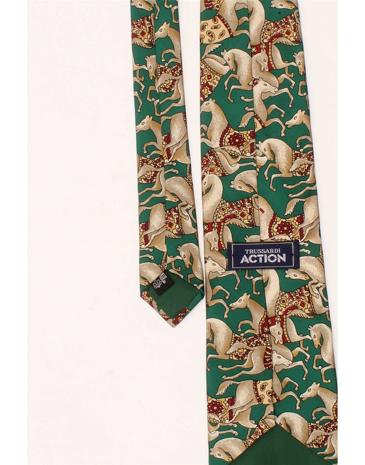 Trussardi Herre grafisk slips One Size Grøn Animal Print Silke Classic
