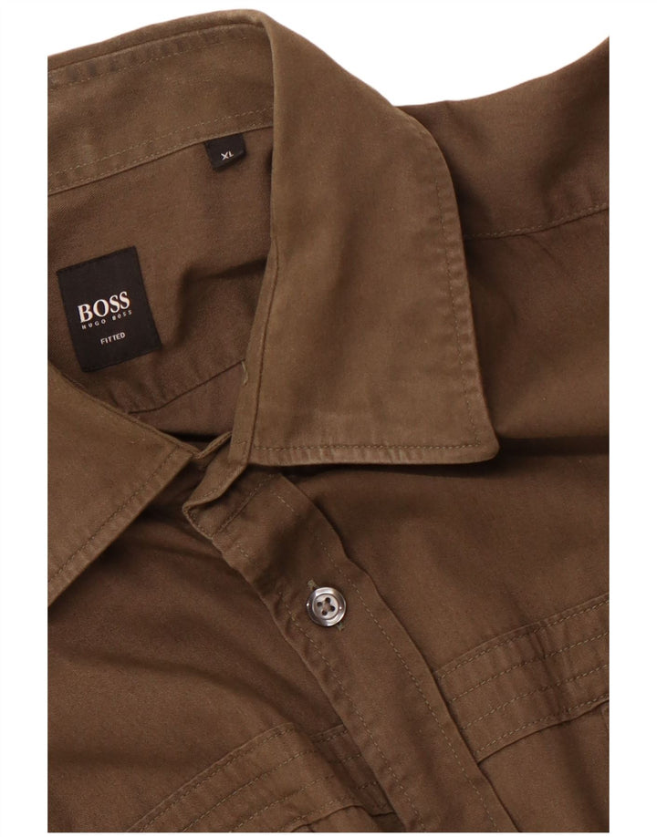 HUGO BOSS Figursyet skjorte herre XL brun