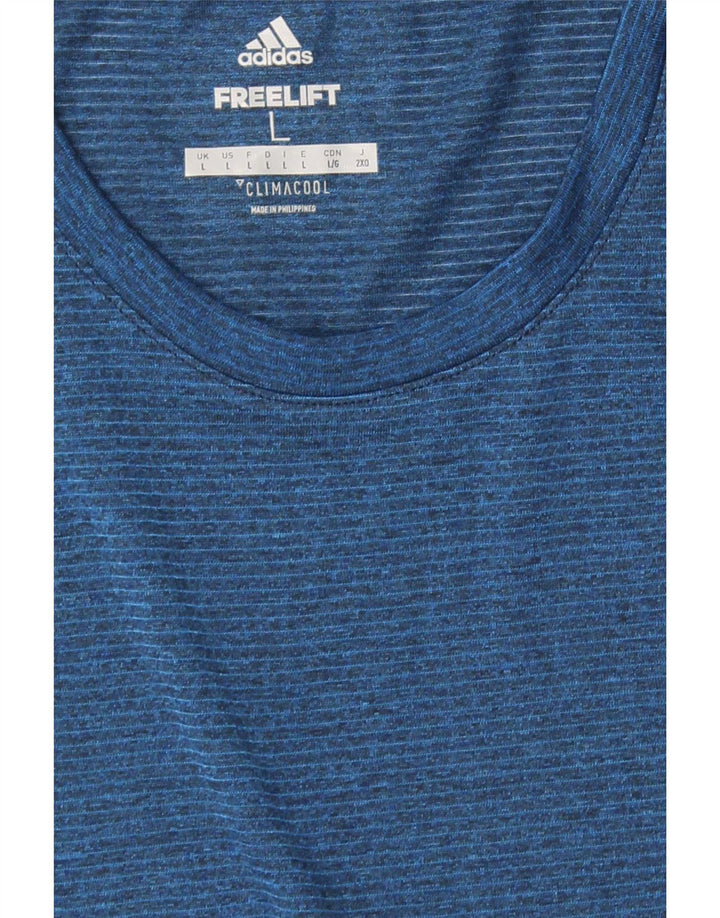 Adidas Herre Climacool T-Shirt Top Stor marineblå nålestribe