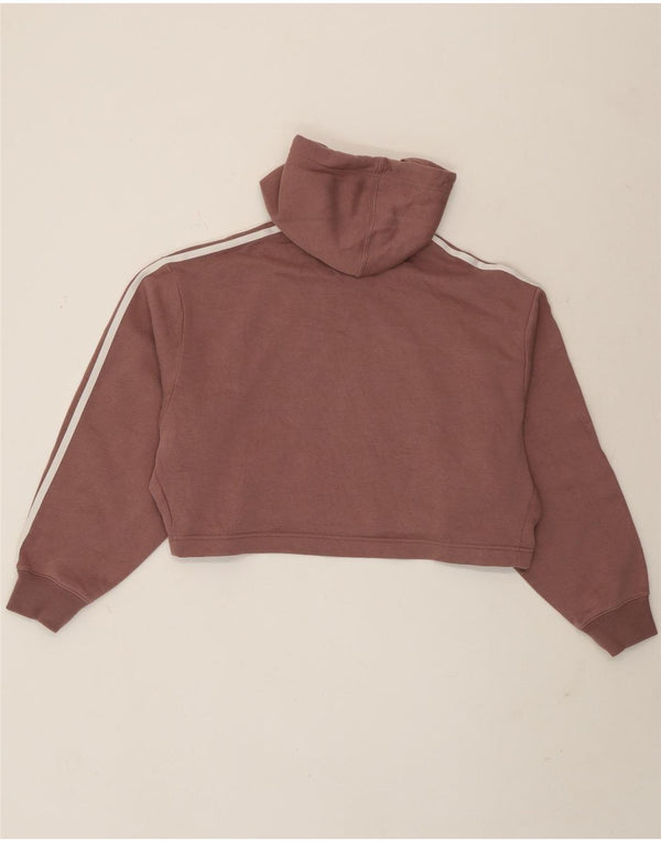 Adidas Womens Crop Oversized Hoodie Jumper UK 8 Small Purple Cotton