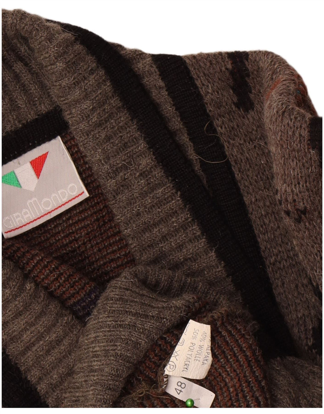 Giramondo Herre dobbeltradet cardigan sweater IT 48 Medium Grå Geometrisk