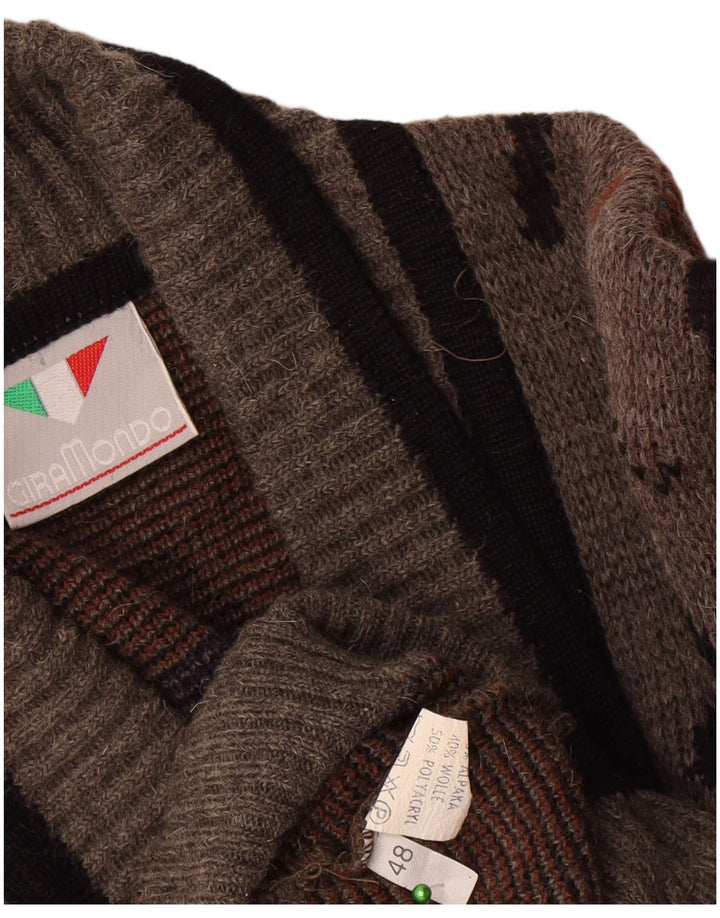 Giramondo Herre dobbeltradet cardigan sweater IT 48 Medium Grå Geometrisk