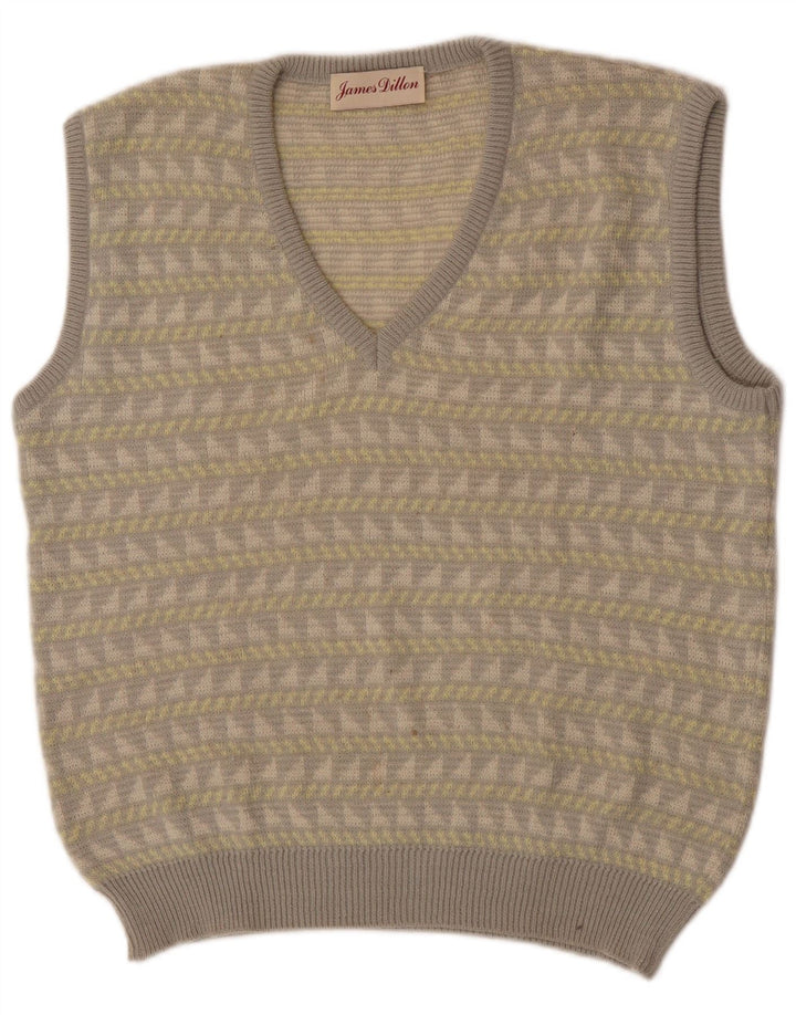 James Dillon herrevest tanktop mellemgrå geometrisk akryl