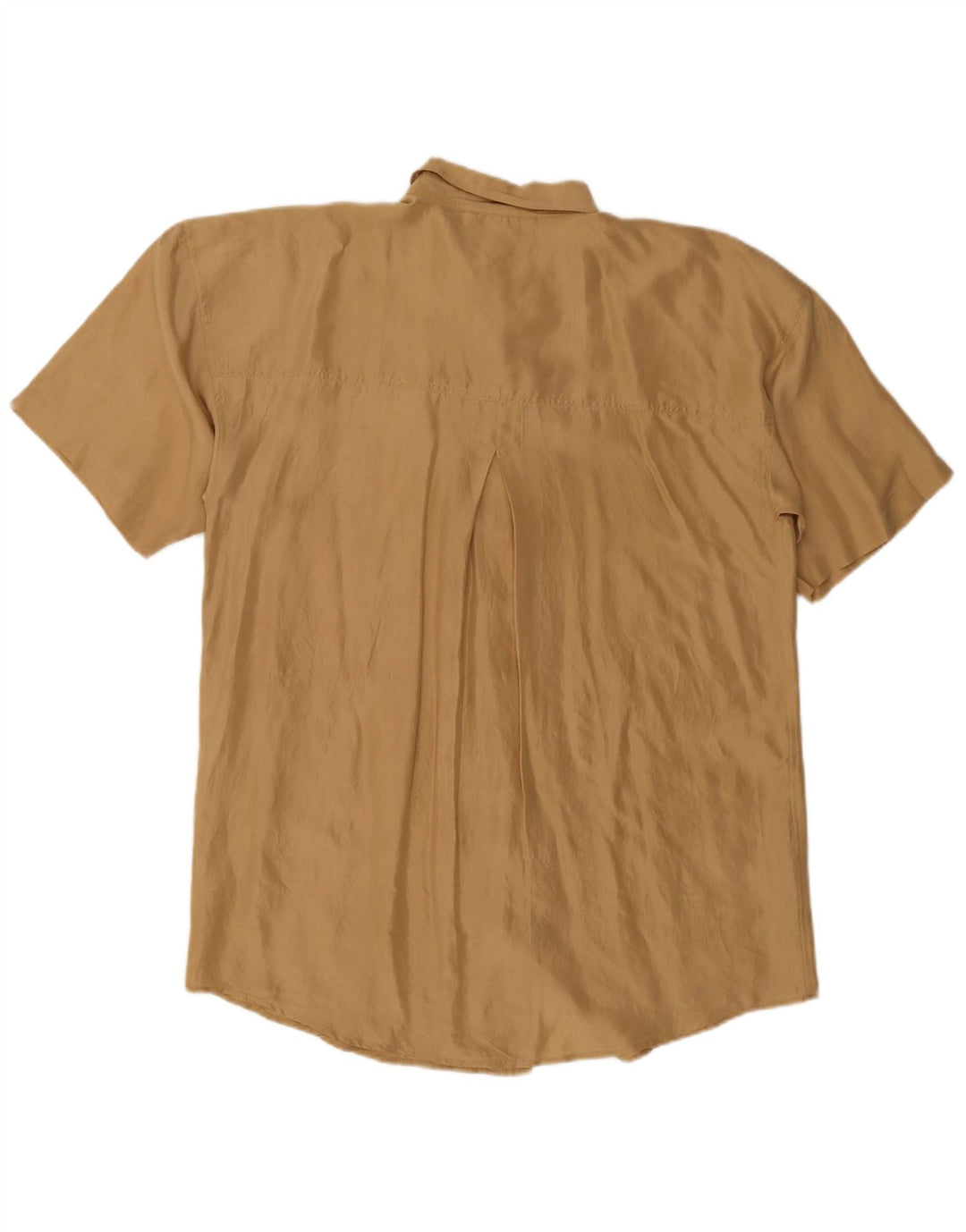 Studio Kvinder Kortærmet Oversized Skjorte Bluse UK 14 Medium Brun Silke