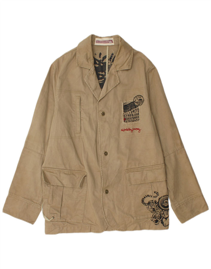 Quiksilver Herre Graphic Utility Jacket UK 40 Large Beige Cotton