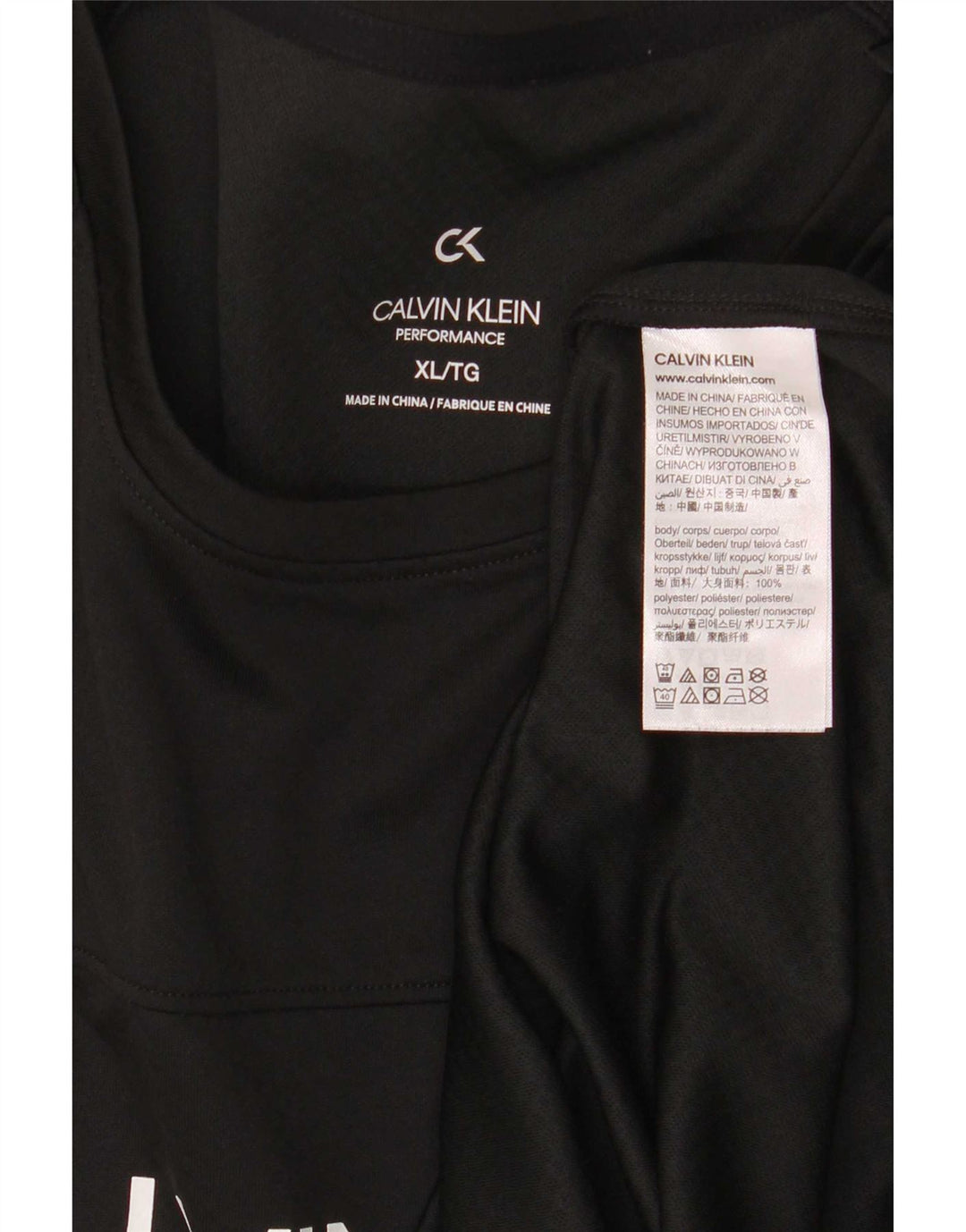Calvin Klein Herre Performance Graphic T-Shirt Top XL Sort Polyester
