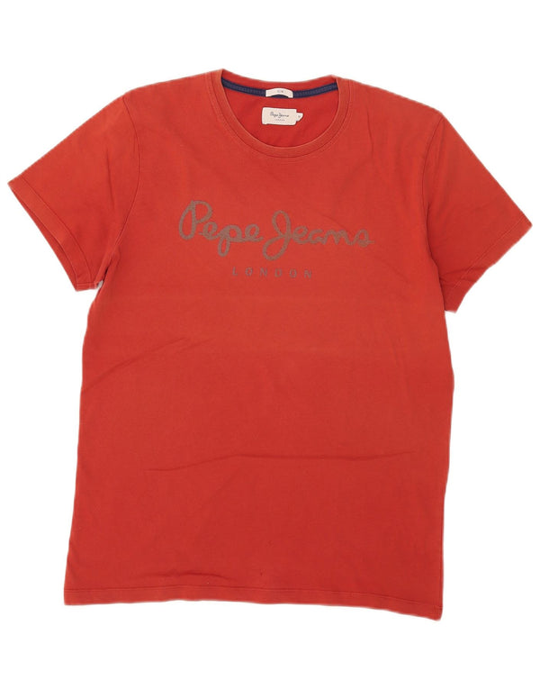 PEPE Jeans Mens Slim Fit Graphic T-Shirt Top Medium Red