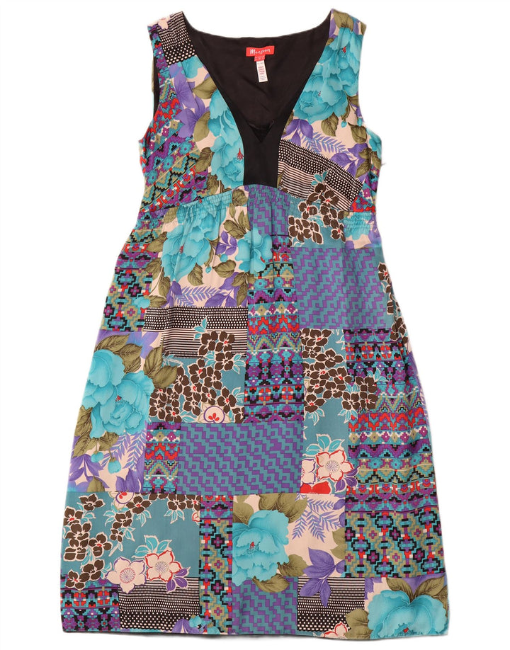 Monsoon Dame Ærmeløs Empire Kjole UK 10 Small Multicolored Patchwork