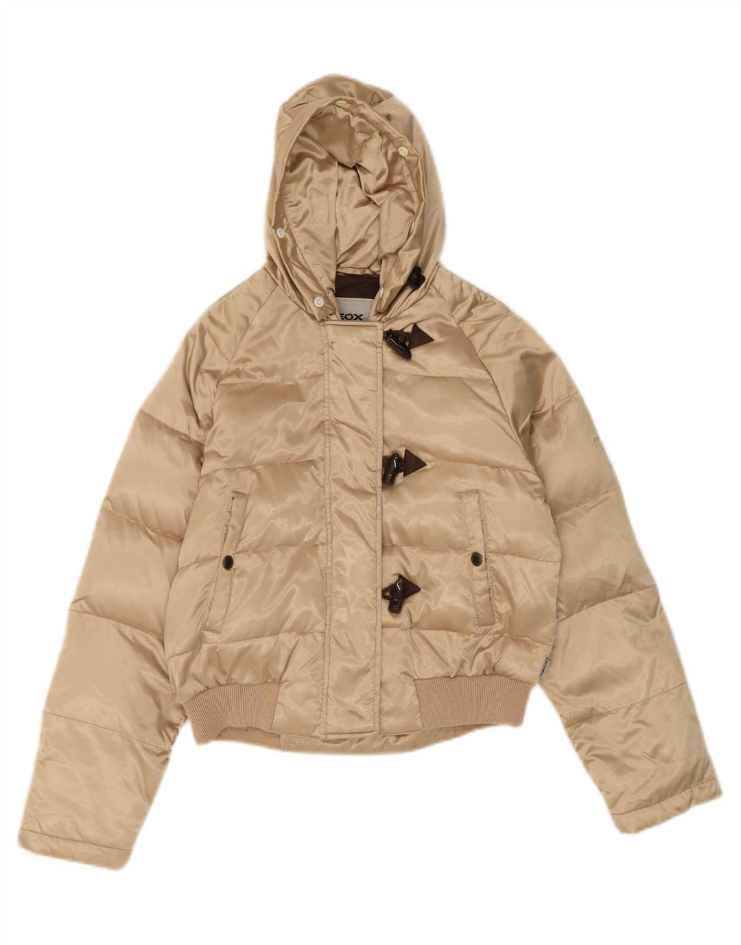 GEOX RESPIRA Womens Oversized Hooded Padded Jacket UK 10 Small Beige Vintage Geox Respira and Second-Hand Geox Respira from Messina Hembry 