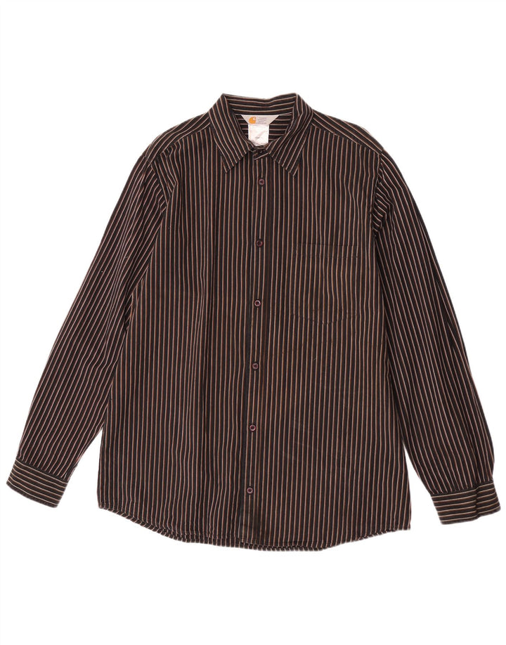 Carhartt herreskjorte stor brun nålestribet bomuld