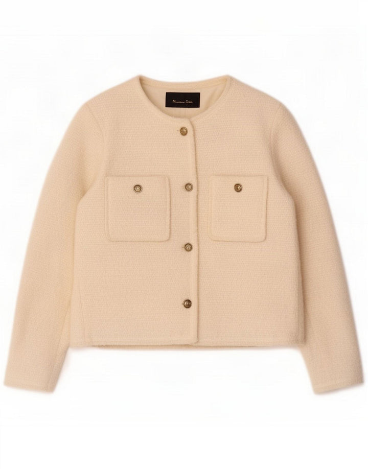 Massimo Dutti Dame 4-knaps oversize blazerjakke UK 6 XS Off White