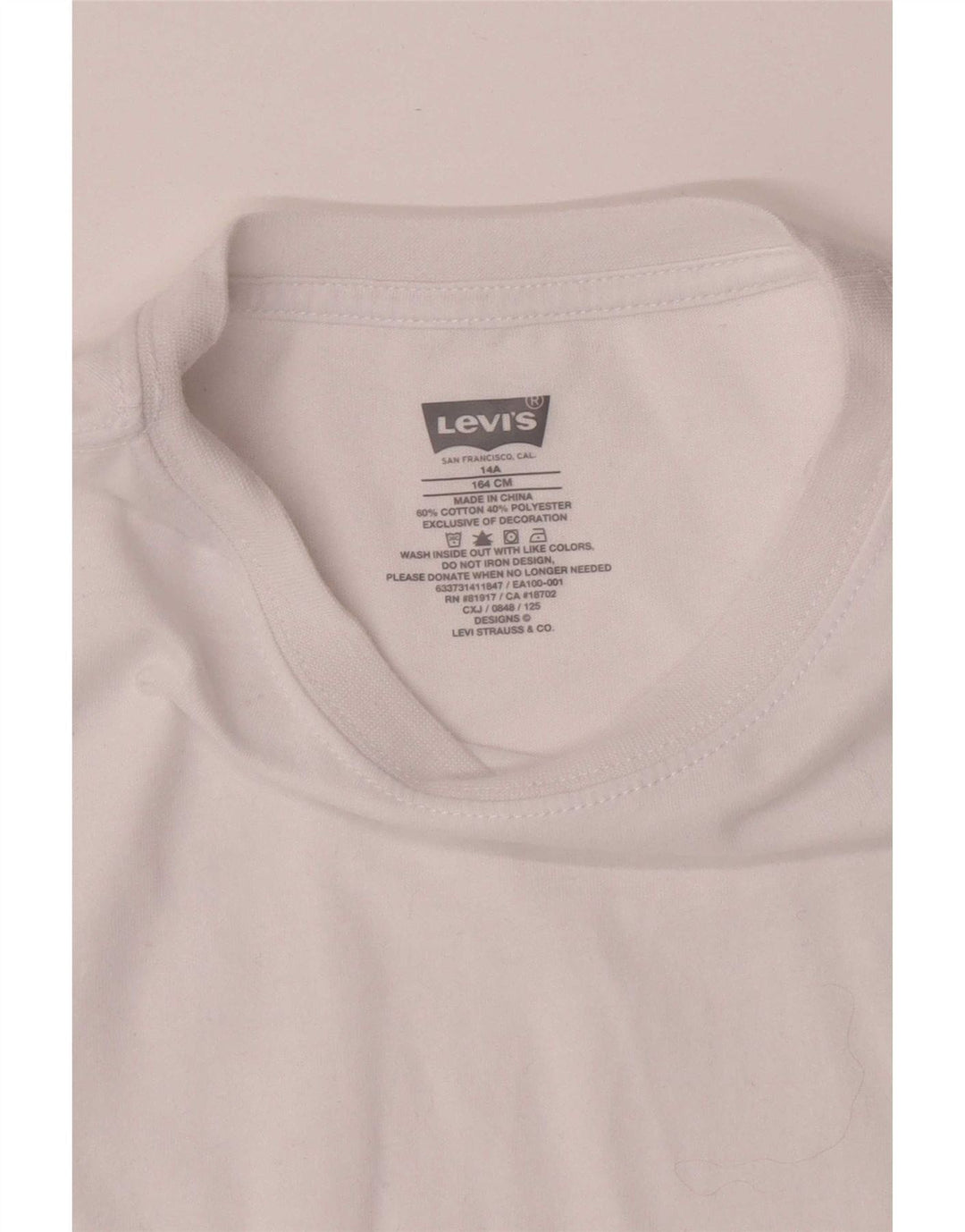 Levi's Boys T-Shirt Top 13-14 År Hvid Bomuld