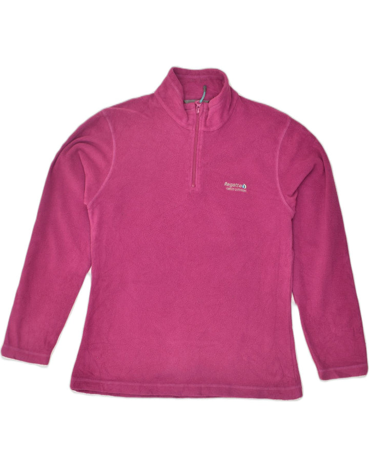 REGATTA Womens Zip Neck Fleece Jumper UK 10 Small Pink Polyester | Vintage Regatta | Thrift | Second-Hand Regatta | Used Clothing | Messina Hembry 
